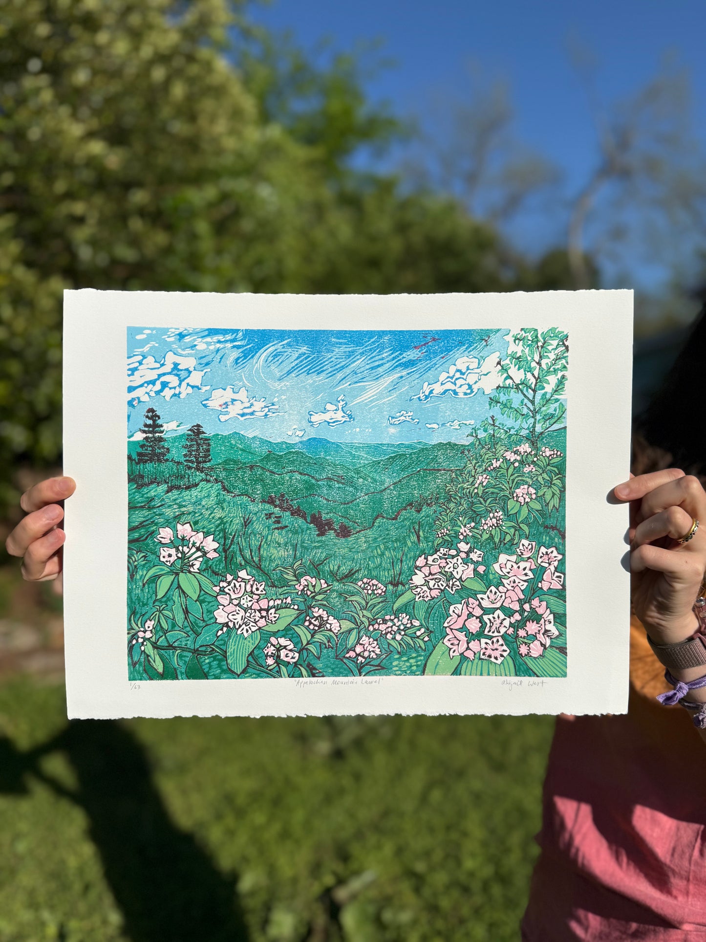 "Appalachian Mountain Laurel" Reduction Print