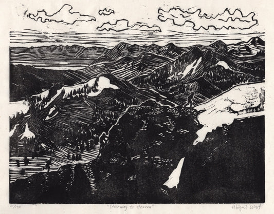 "Stairway to Heaven" Linocut Print - in collaboration with the Broken Arrow Skyrace