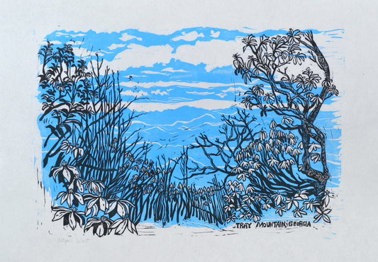 Tray Mountain in December Lino Print