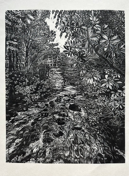 Summer in the Smokies - linocut print