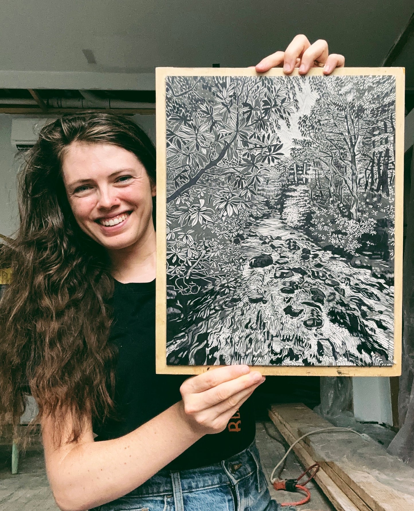 Summer in the Smokies - linocut print