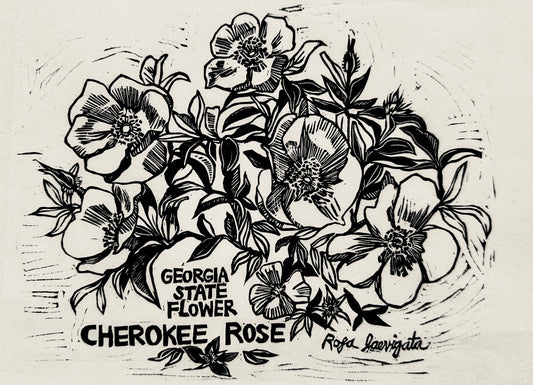 Cherokee Rose Linocut Print