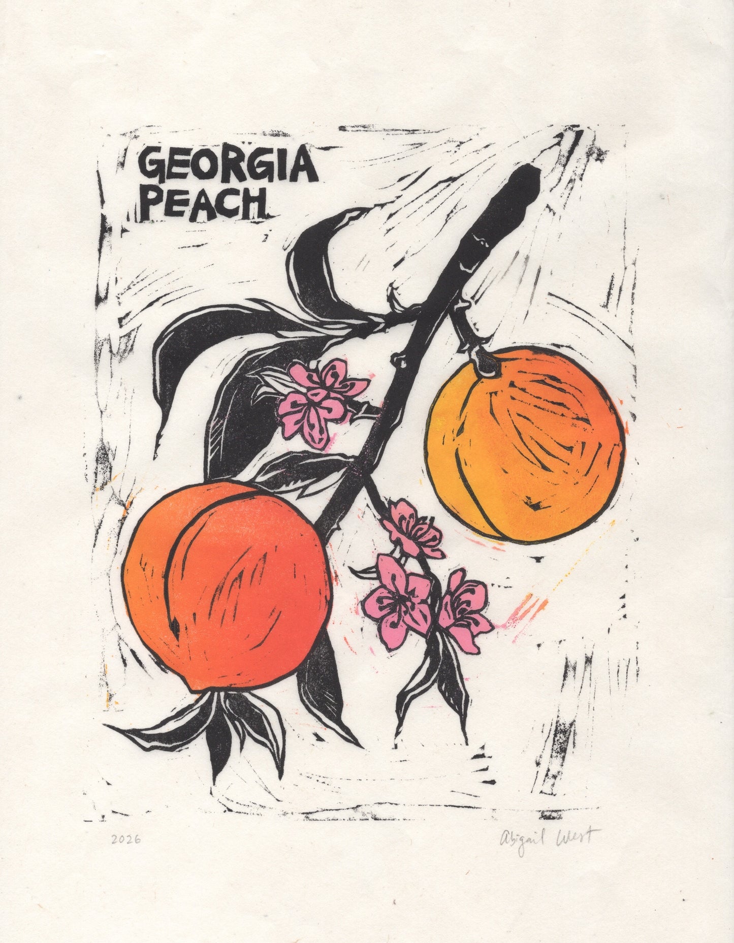 Georgia Peach Block Print