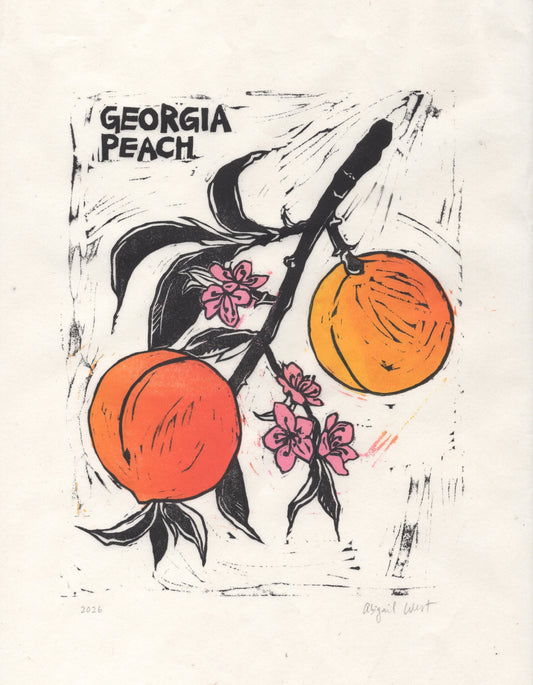 Georgia Peach Block Print