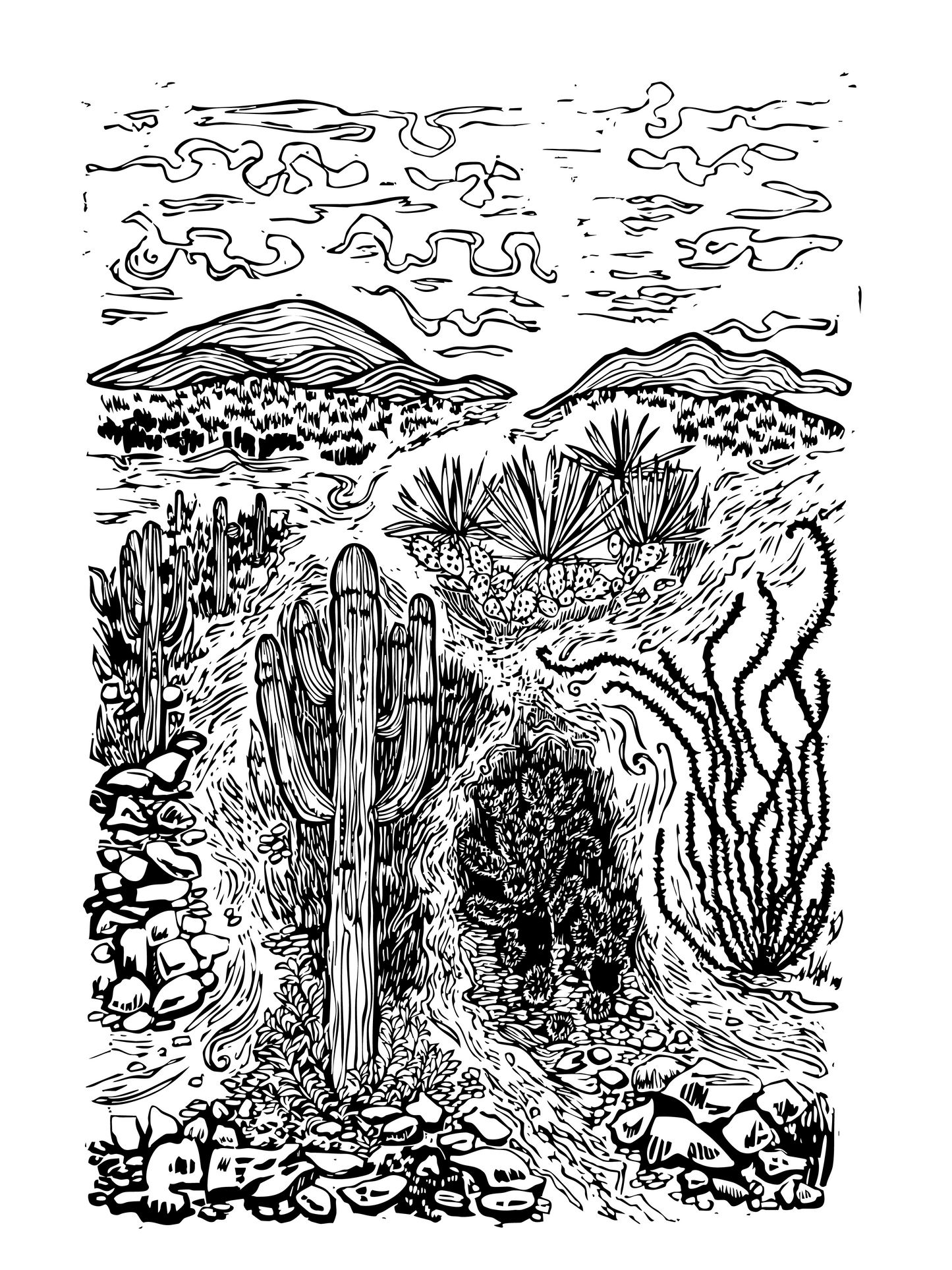 "Desert Dreaming" Block Print - Collab with Janji & Aravaipa Running