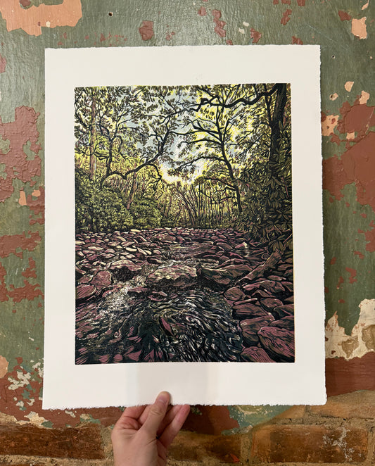 "October Mountain Stream" Reduction Print