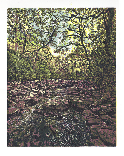 "October Mountain Stream" Reduction Print