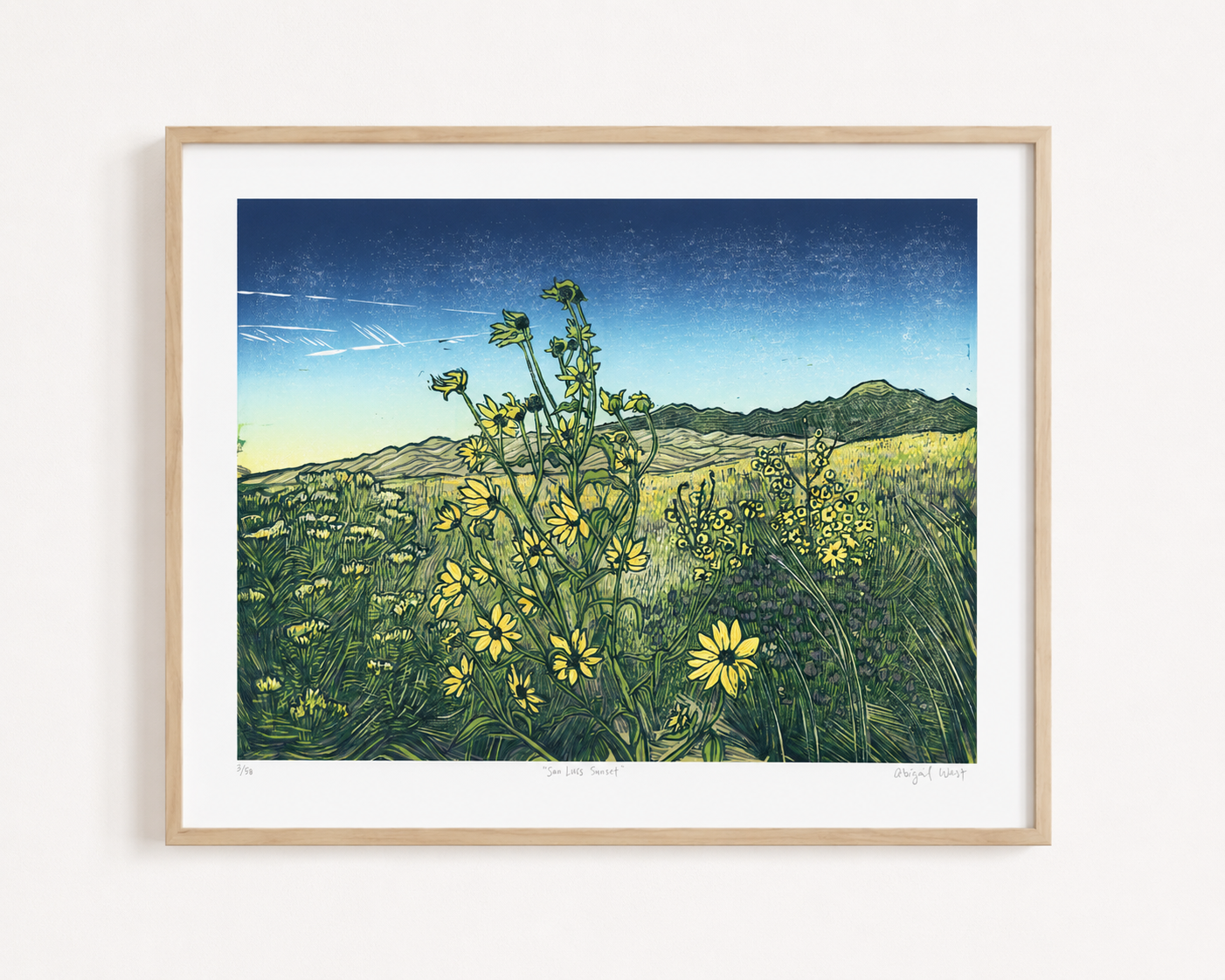 "San Luis Sunset" Reduction Linocut Print