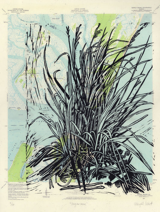 Sapelo Island Sugarcane Block Print